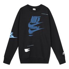 Men's Nike Sportswear Sport Essentials Logo Printing Fleece Round Neck Pullover Black DM6876-010 Urban Fleece Sweatshirt For Sports, Functional Sports Sweatshirt With Long Sleeves, Urban Style Fleece Sweatshirt For Sports, Winter Gym Sweatshirt Sportswear, Functional Fleece Sweatshirt For Streetwear, Nike Winter Sportswear Sweatshirt, Nike Urban Fleece Sweatshirt, Nike Graphic Print Sweatshirt For Streetwear, Nike Winter Sweatshirt