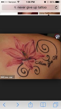 a woman's back with a pink flower and the words, never say yes