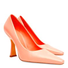 Blogger Favorite Sold-Out Statement Piece Mango Lily Pump In Salmon Pink With Pointed Toe And Trumpet Heel, Heel Height 3.35 Inches Very Chic. Still In Box. Summer Leather Court Shoes With Square Toe, Pink Synthetic Court Shoes For Formal Occasions, Pink Leather Court Shoes With Padded Heel, Chic Pink Leather Court Shoes, Summer Leather Court Shoes, Summer Leather Fitted Court Shoes, Spring Court Shoes With Contrasting Heel Counter, Mango Heels, Mango Shoes