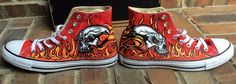 Flames and Skulls Hand Painted Red Converse Tennis Shoes, Antique Muscle Car Show, Monster Truck, Ch Custom Hand Painted Red Sneakers, Custom Red Hand Painted Sneakers, Custom Red Hand Painted Sneakers For Streetwear, Hand Painted Red Custom Sneakers For Streetwear, Custom Hand-painted Red Sneakers, Red Hand Painted Custom Sneakers For Streetwear, Red Hand Painted Custom Sneakers, Red Hand Painted High-top Sneakers, Custom Red Sneakers With Rubber Sole