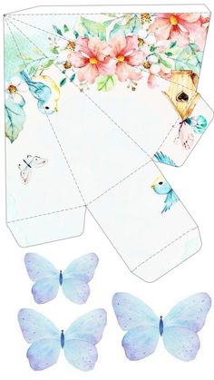 an envelope with butterflies and flowers on the inside is cut out to look like it has been