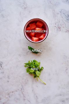 the ingredients for watermelon and jalapeno mint