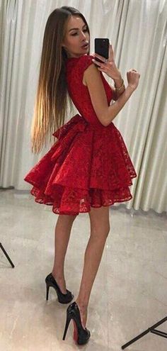 Modest Homecoming Dresses, Emily Ratajkowski Style, Dinner Gown, Homecoming Dress Short, Homecoming Dresses Lace, Mini Homecoming Dresses, Homecoming Party, Christmas Cocktail, Red Homecoming Dresses