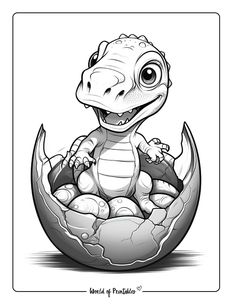 a cartoon turtle sitting in an egg shell