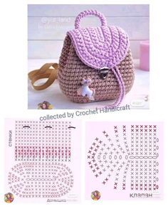 a crochet purse with the instructions to make it and how to use it