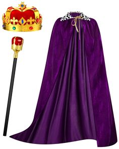 PRICES MAY VARY. King Cape Halloween Cosplay Costume Set: you will receive 1 piece of king purple robe, 1 piece of crown and 1 piece of king scepter, a nice combination set to satisfy your party cosplay needs Size Details for Your Reference: king cape is about 39.4 x 48.03 inches/ 100 x 122 cm, the crowns for men are about 7.7 x 5.2 inches/ 19.5 x 13 cm, and king scepter is about 17.72 x 2.17 inches/ 45 x 5.5 cm, a proper size for your use Stable for Long Time Use: king robe is made of quality v King Cape, Plastic Crown, Medieval King, Cape Outfit, Cape Costume, Carnival Halloween, Costume Set, Kings Crown, Halloween Cosplay