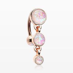 Material: Rose Gold Plated Steel Size: 14 GA (1.6mm), 3/8" (10mm) Length: 1.1 inch (28mm) Width: 0.3 inch (8mm) *This item ships in 1 business days. Opal Body Jewelry, Opal Cartilage Earring, Septum Piercing Jewelry, Opal Nose Ring, Gold Body Jewellery, Dangle Belly Rings, Opal Earrings Stud, Belly Button Ring