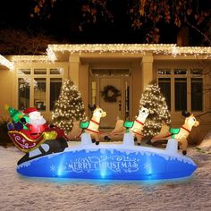 ##ChristmasDecor#HolidayHome#FestiveVibes#DeckTheHalls#TisTheSeason#ChristmasLights#WinterWonderland#ChristmasMagi#MerryAndBright#ChristmasInspiration Santa Sleigh With Reindeer, Outdoor Decorations Christmas, Sleigh With Reindeer, Christmas Blow Up, Inflatable Christmas Decorations Outdoor, Christmas Cartoon Characters, Magical Night, Inflatable Decorations