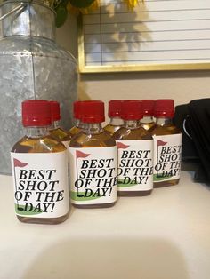 four bottles of best shot of the day syrup