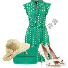 Love the green Green Polka Dot Dress, Floppy Sun Hats, Green Polka Dot, Vestidos Vintage, Job Interview, Dot Dress, Polka Dot Dress