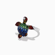 Effy 925 Seaside Sterling Silver Mutli Sapphires Turtle Ring Turtle Ring, Put A Ring On It, Sterling Ring, Sterling Silver Rings, Sapphire, Sterling Silver, Ring, Silver