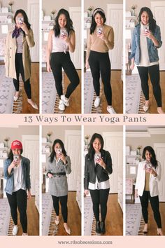 13 Ways To Wear Yoga Pants Yoga Pant Outfits, Casual Wear Outfits, Black Yoga Pants Outfit, Appropriate Outfits, Work Appropriate Outfits, Yogapants Outfit, Running Errands Outfit, Boho Leggings, Errands Outfit