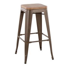 the backless metal bar stool with wooden seat