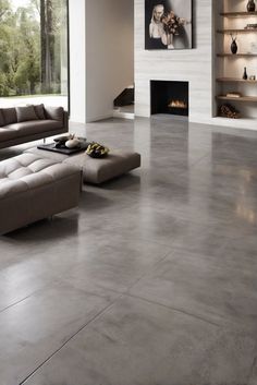 1. Home Renovation 
2. Concrete Flooring 
3. Innovative Design 
4. Upgrade Your Space Tiles That Look Like Polished Concrete, Concrete Floor Ideas Basement, Concrete Floor With Rug, Dark Gray Concrete Floors, Concrete Look Flooring, Concrete Look Tiles Living Room, Polished Concrete Floor Ideas, Cement Floors In House Living Room, Houses With Concrete Floors