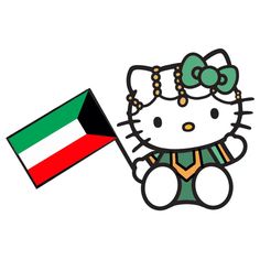 hello kitty holding the flag of italy with her face painted on it's chest