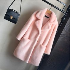 LOVEMI - Faux fur mink women mid-length women's coat Mink Fur Coat Women, Mink Faux Fur Coat, Lady Coat, Mode Mantel, Rabbit Fur Coat, Womens Faux Fur Coat, Plush Coat, Mink Coat, Mink Fur Coat