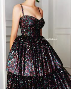 Prismatic Overlay Lust Gown | Teuta Matoshi Black Gown With Contrast Sequin For Prom, Black Sequin Gown For Prom Season, Black Gown With Contrast Sequin For Prom Season, Black Sequin Contrast Gown For Party, Black Sequin Prom Gown, Black Prom Gown With Contrast Sequin, Glitter Ball Gown For Party, Detailed Black Dress, Teuta Matoshi