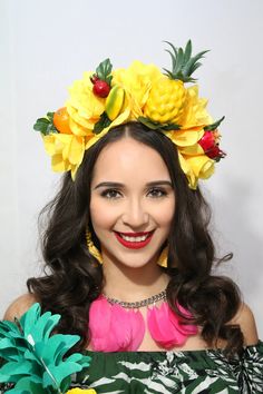 Fruits Flower Crown Headband Fruit Carmen Miranda Headpiece - Etsy Watermelon Costume, Mexican Halloween, Carnaval Outfit, Fruit Costumes, Fascinator Hats Diy, Pineapple Watermelon, Coco Beach, 40th Birthday Party Decorations, Bridal Honeymoon