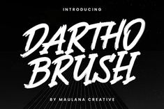 the title for darttho brush is shown in white ink on a black background