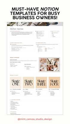 an image of a website with the words must have noton templates for busy business owners