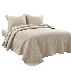 3-pc set includes: 1 Bedspread, 2 Pillow Shams. Oversized. 100% Polyester. Lush Decor Neutral Medallion Queen Bedspread Polyester in White | 16T005889 Cotton Quilt Set, Queen Bedspread, Lush Decor, Madison Park, Bedspread Set, Coverlet Set, Quilted Coverlet, King Quilt, Queen Quilt