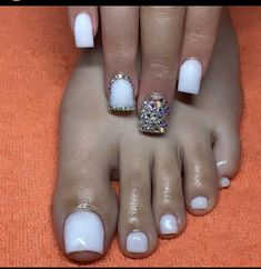 Milky White Pedicure, Milky White Toes, Short Nail And Toes Matching Ideas, Milky White Toe Nails, Short Nails And Toes Matching, Nails And Toes Matching Ideas, Acrylic Nails And Toes Matching Ideas, Nails And Toes Matching