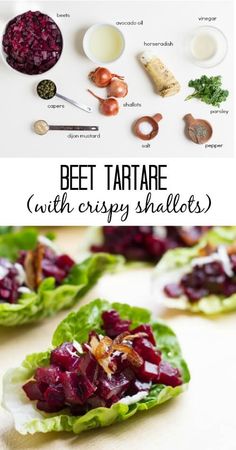 beet tartare with crispy shalles is an easy appetizer to make