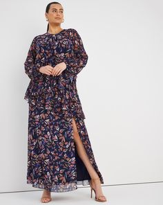 This gorgeous printed midaxi dress from Little Mistress showcases a flattering high neck with long sleeves, frill detailing, side split and a back zip fastening. Pair with your favourite heels and some statement earrings for a showstoping look. Midaxi Dress, Split Maxi Dress, Multi Dress, Side Split, Maxi Dresses, Women's Fashion Dresses, Suits You, No Frills, Occasion Wear