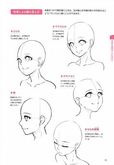 an anime character's head with different expressions