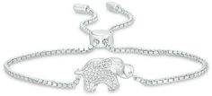 Zales Elephant Bolo Bracelet in Sterling Silver - 9.0" Silver Jewelry With Sliding Knot For Everyday, Everyday Silver Jewelry With Sliding Knot, Sterling Silver Jewelry With Sliding Knot In Silver, Beaded Elephant, Bolo Bracelet, Silver Engagement Rings, Good Fortune, Box Chain, Silver Bracelets