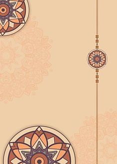 an abstract background with two circular ornaments on the corner and a decorative design in the middle