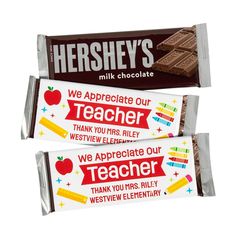 hershey's chocolate bar wrapper with teacher message