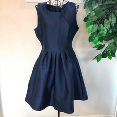 Nwt Navy Blue Full Pleated Skirt On This Day & Night Lined Dress. Sleeveless, Rear Zip. Size M. Approximate Measurements: Armpit To Armpit: 18 1/2” Waist: 15” Length: 36” Shoulder To Waist: 15” Rear Zip: 19” (927akf9) Button Down Denim Dress, Blair Dress, High Low Midi Dress, Lacey Dress, Plum Dress, Black Short Sleeve Dress, Night Dresses, Full Skirt Dress, Chiffon Midi Dress