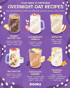 a poster with different types of overnight oatmeal