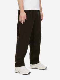 Easy Pant ~ Tobacco Corduroy – 3sixteen Casual Boxy Fit Pants With Straight Hem, Brown Relaxed Fit Pull-on Pants, Casual Tapered Pants For Fall, Tapered Pants With Elastic Waistband For Fall, Brown Bottoms With Relaxed Fit And Straight Hem, Brown Relaxed Fit Bottoms With Straight Hem, Relaxed Fit Pull-on Pants For Streetwear, Casual Tapered Pants With Welt Pockets, Club Collar Shirt