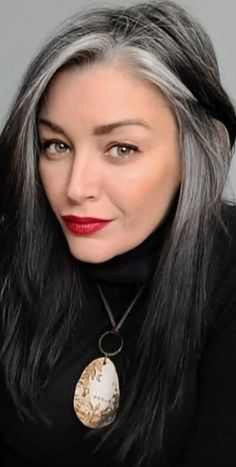 Grey Hair At The Crown, Long Hair With Grey Highlights, Going Gray Transition Ideas For Brunettes, Best Hairstyles To Hide Grey Roots, Makeup For Salt And Pepper Hair, Slowly Going Grey, Dark Brown Hair With Silver Highlights Brunettes, Brown Hair With Grey Underneath, Transition To Gray Hair From Black