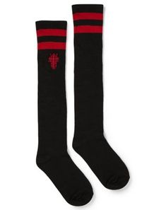 Add the perfect finishing touch to your next casual fit with these Black and Red Knee High Socks! These stylish black and red socks are the cozy and cute accessory that you've been waiting for. One size fits most Material: Polyester, spandex Care: Hand wash Imported Red Knee High Socks, Red Socks, Spencers Gifts, Black Horse, Knee High Socks, Red Cross, Buy 1 Get 1, Casual Fit, Red Sox