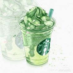 a starbucks drink with green liquid in it