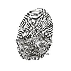 a fingerprint with the shape of a wave in it's center, on a white background