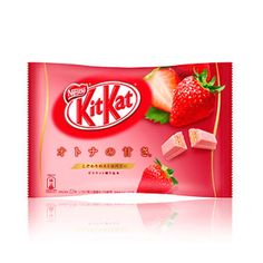 a bag of kitkat with strawberries on it