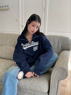 Korean Casual Outfits Aesthetic, Blue Outfits School, Jissuuseo Outfits, Winter Acubi Fashion, Blue And Gray Outfit, Pick Your Outfit, Street Outfits, 사진 촬영 포즈, 가을 패션