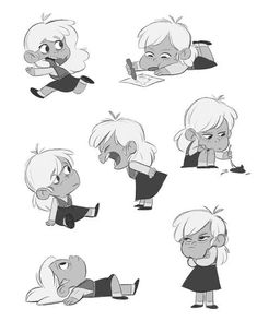 some cartoon character poses with different expressions