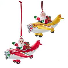 Kurt Adler 3.7 Santa in Airplane Ornament (Assorted Colors) Santa Claus Helicopter Resin Figurine, Airplane Ornaments, Whimsical Ornaments, Flight Plan, In Airplane, Airplane Design, Pilot Gifts, High Tech Gadgets, Christmas Gift Card