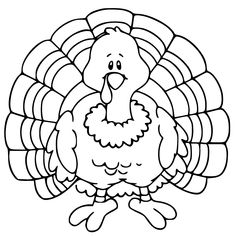 a black and white drawing of a turkey