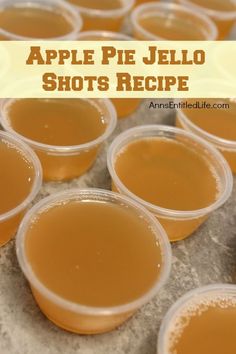 several cups filled with apple pie jello shots