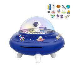 an electronic toy that is in the shape of a space ship