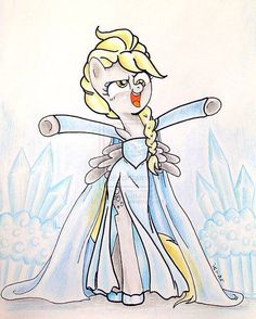 a drawing of a woman dressed up as snow queen