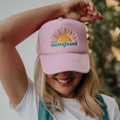 Bessssst seller alert! Introducing the Sunkissed Sun Denim Trucker Hat! This adorable hat is embroidered with a colorful sun, giving you a sunkissed look no matter what time of year it is. Whether you're headed to the beach or just running errands, this hat is the perfect accessory to keep you looking and feeling your best. So don't wait any longer, grab your Sunkissed Sun Denim Trucker Hat today! 65% cotton, 35% polyester machine wash delicate or hand wash one size fits most adjustable back mes Sunkissed Look, Lake Hair Styles, Pink Trucker Hat, Funny One Liners, Blue Lightning, Lake Boat, Pink Vibes, Stylish Hats, Embroidered Hats