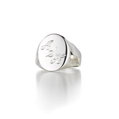 This classic signet ring is beautiful worn on any finger. We especially love it on the pinky. This style is custom made to order. Please allow 4-5 weeks for this style to ship. Elegant White Gold Signet Ring With Classic Design, White Gold Oval Signet Ring, Elegant Signet Ring With Classic Design For Anniversary, Elegant Classic Design Signet Ring For Anniversary, Timeless Oval White Gold Signet Ring, Timeless White Gold Oval Signet Ring, Classic White Gold Signet Ring With Polished Finish, Timeless Engraved Ring With Polished Finish, Luxury Sterling Silver Signet Ring With Round Cut