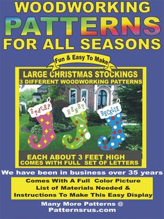 the flyer for woodworking patterns for all seasons, with instructions to make it easy and fun